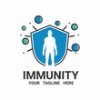Immunity system logo template. Human immune system vector design. Virus and bacteria illustration.