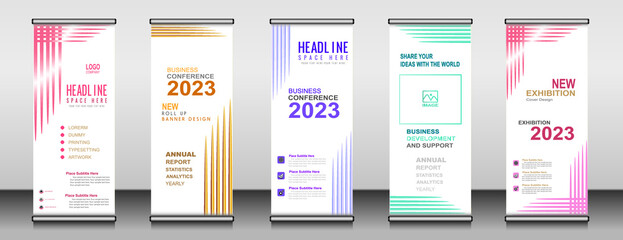 Wall Mural - Roll up banner template design,banner layout, advertisement, pull up, polygon background.