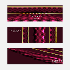 Wall Mural - Set of luxury dark red, pink and gold banner design