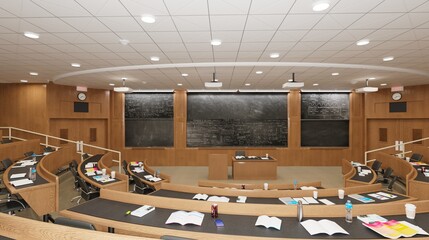 Empty classroom university or collage back to school 3d illustration