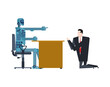 © maryvalery - Robot fires man. Boss cyborg kicks out manager. Concept of replacing people with robots