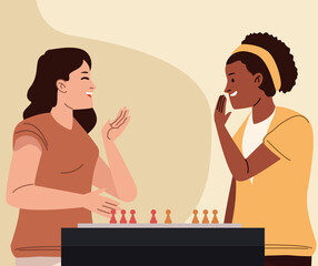 Poster - interracial girls playing parcheesi