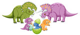 Fototapeta Dinusie - Triceratops and baby cartoon characters
