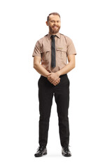 Wall Mural - Full length portrait of a security officer posing and smiling