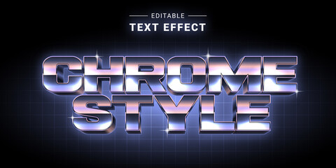 Editable Chrome Style Metallic Text Effect. Futuristic Logo Maker