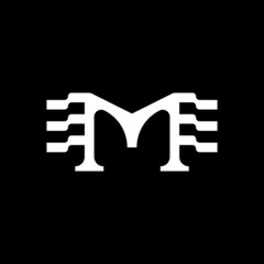 letter M with flag logo design