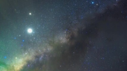 Wall Mural - beautiful milky way galaxy time lapse at kanchanaburi thailand, universe galaxy milky way time lapse