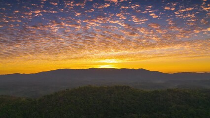 Wall Mural - hyper lapse video 4k motion, aerial view beautiful of morning scenery golden light sunrise at milita