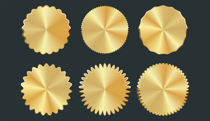 Collection of different shapes golden  badges stickers and tags 