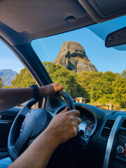 suv car at thessaly mountains greece vacation