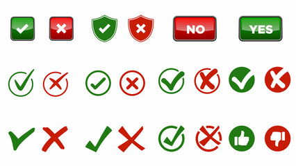 Right wrong tick mark symbol vector illustration