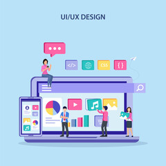 ui ux design concept, creating an application design, content and text place, vector illustration