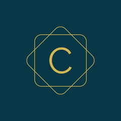 Initial letter C logo design vector with square element. creative C letter logo design.