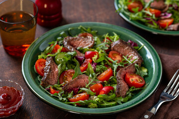 Wall Mural - beef steak and  vegetable salad