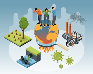 Sticker - Isometric Environmental Problems Illustration