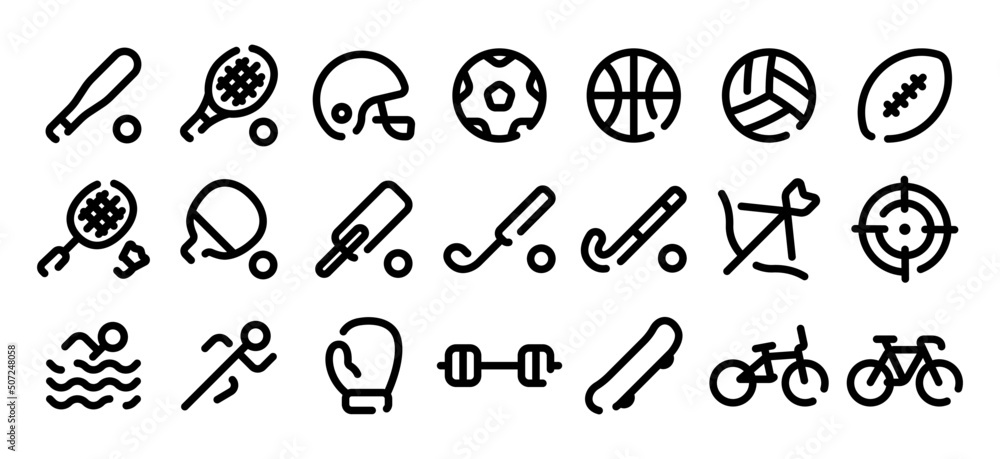 Sports Lettering Icon Sports icon set (Soft bold line version) Stock Vector | Adobe Stock
