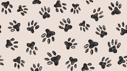 Ink Dog's Paw, Cat`s Paw, grunge style, Vector.