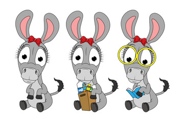 Wall Mural - cute donkey animal cartoon graphic