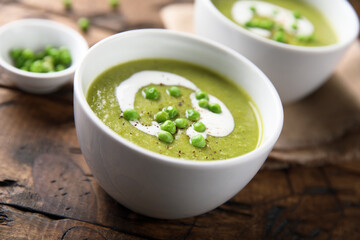 Poster - Homemade green pea soup with cream