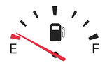 Fototapeta  - gasoline fuel gauge in car at minimum empty tank
