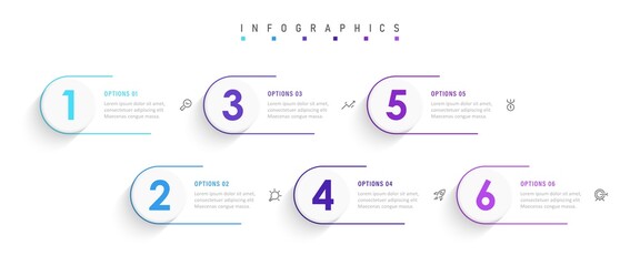 Wall Mural - vector infographic label design template with icons and 6 options or steps. can be used for process 