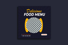 Food Social Media Post, Restaurant Food Menu, Web Banner, Square Flyer