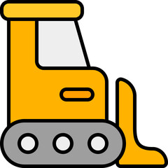 Wall Mural - bulldozer outline color icon