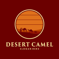 Poster - desert camel logo design template