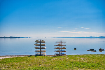 Canvas Print - Paddle boards in Flensburg fjord between Denmark and Germany