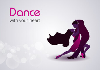 International Dance Day. Vector Illustration with elegant dancing couple on white background. Dance with your heart.