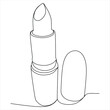 Continuous pattern of lipstick. Linear art. Doodles