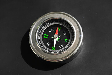 compass on a black background.