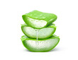 canvas print picture - Stack of Aloe vera sliced with gel dripping isolated on white background.