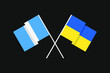 Flags of the countries of Ukraine and the Republic of Guatemala (Central America) in national colors. Help and support from friendly countries. Flat minimal design.