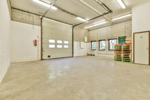 Empty Industrial Room With Oval Shaped Windows