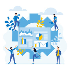 Wall Mural - business infographics online, business teamwork