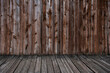 Rustic wooden cabin wall and floor