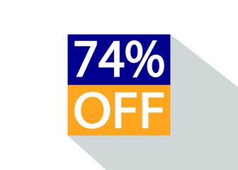 Up To 74% Off. Special offer sale sticker on white background with shadow.