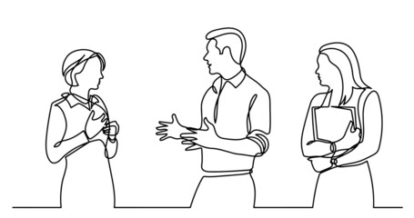 Sticker - continuous line drawing of business people talking