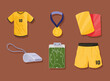 six soccer sport icons