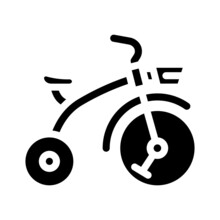 Tricycle For Children Glyph Icon Vector. Tricycle For Children Sign. Isolated Contour Symbol Black Illustration