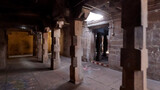 Fototapeta Kuchnia - Corridors of 1000 years old Hindu god shiva temple from Tamil Nadu, India