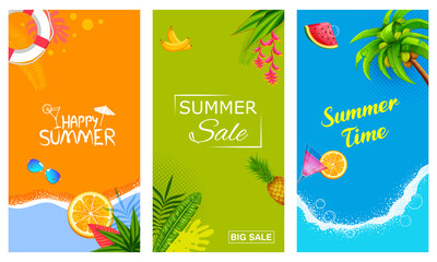 Sticker - Summertime poster tropical wallpaper for fun party invitation banner template