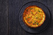 bacon and cheese quiche with hash brown crust