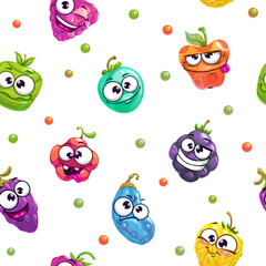 Canvas Print - Seamless pattern with funny cartoon fantasy fruits