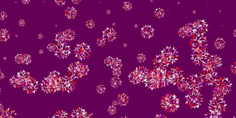 Wall Mural - Light pink, red vector beautiful snowflakes backdrop with flowers.