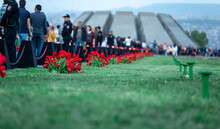 Flowers In Tsitsernakaberd To The Armenian Genocide Memorial