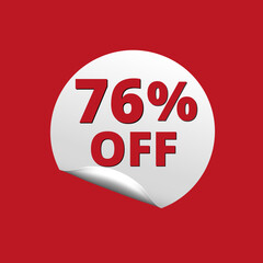 76% off with red background and white sticker at amazing discount sale