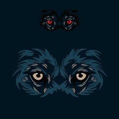 wolf eyes logo, great silhouette of beast predator face, vector illustrations