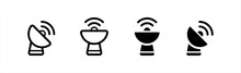 Satellite Antenna Icons. Dish Antenna Symbol. Satellite Dish Signs, Vector Illustration